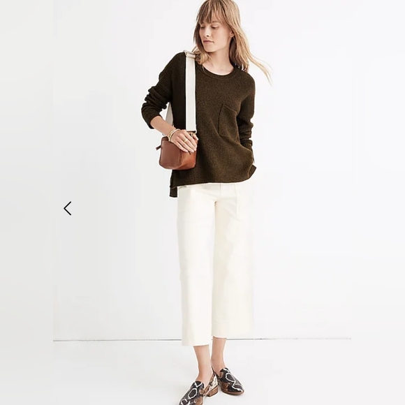 Madewell Crewneck Thompson Pocket Sweater Size XXS, Forest Green Pullover - Picture 6 of 7